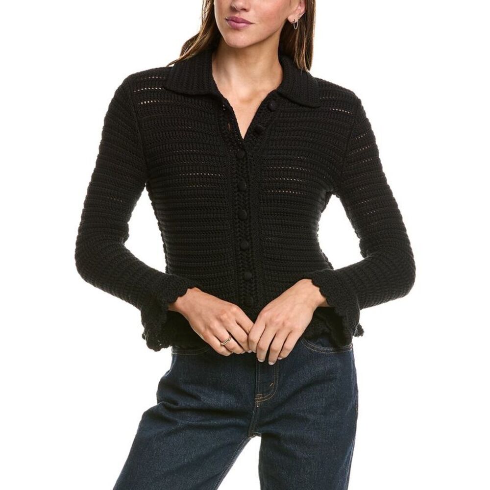 Madewell Womens Melissa Pointelle Femme Cardigan, Black